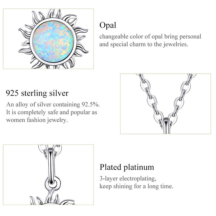 White Opal Sun Pendant with Apollo Chain Necklaces - Charmadise