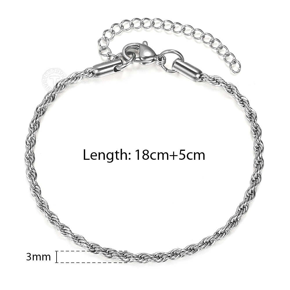 Stainless Steel Twisted Rope Chain Bracelets (Gold | Silver)
