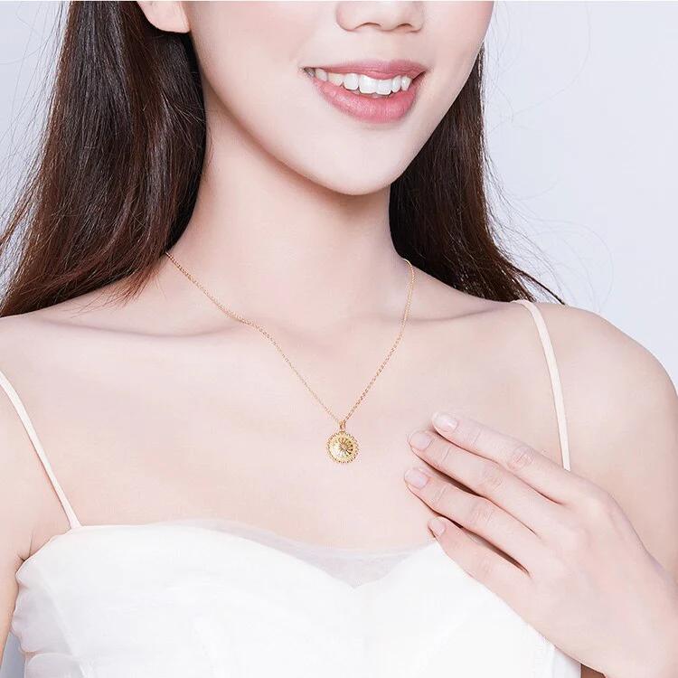 Sun Coin Pendant Neckalce (Gold Plated, Sterling Silver)