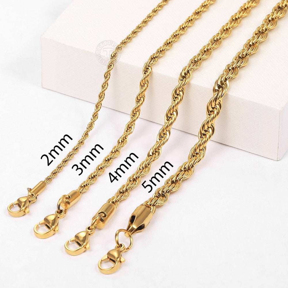Stainless Steel Twisted Rope Chain Bracelets (Gold | Silver)