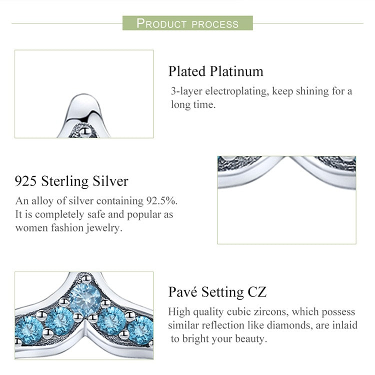 Blue Zircon Mermaid Fishtail Stud Earrings - Charmadise