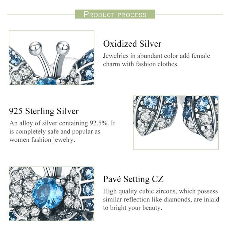Crystal Blue Zircon Butterfly Beads - Charmadise