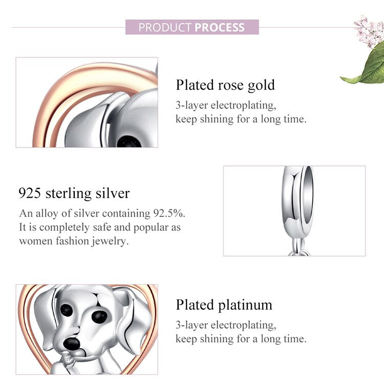 Cute Puppy Plated platinum Vintage Charm