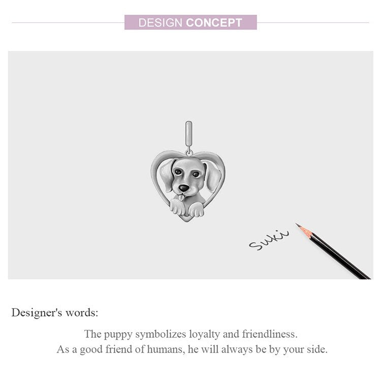 Cute Puppy Plated platinum Vintage Charm