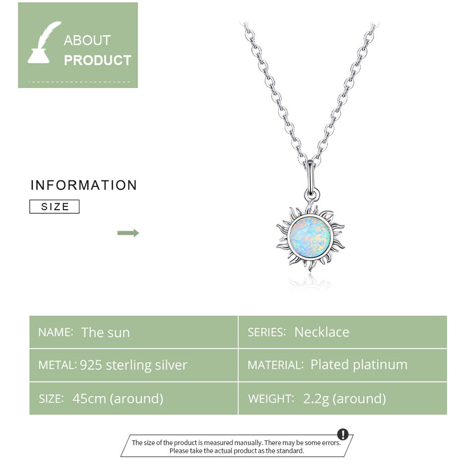 White Opal Sun Pendant with Apollo Chain Necklaces - Charmadise