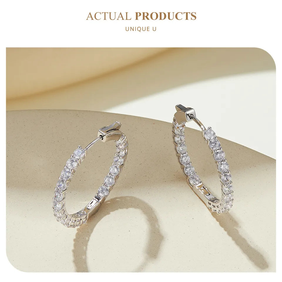 Fully Inlaid Luxury Big Halo Hoop Earrings with Crystals