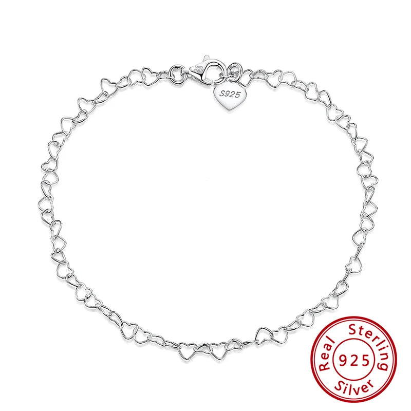 Silver Heart Chain Anklets