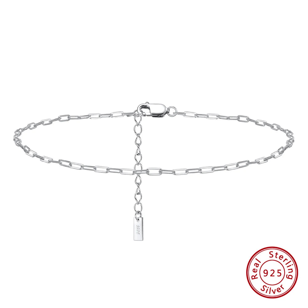 Paperclip Chain Anklets Silver