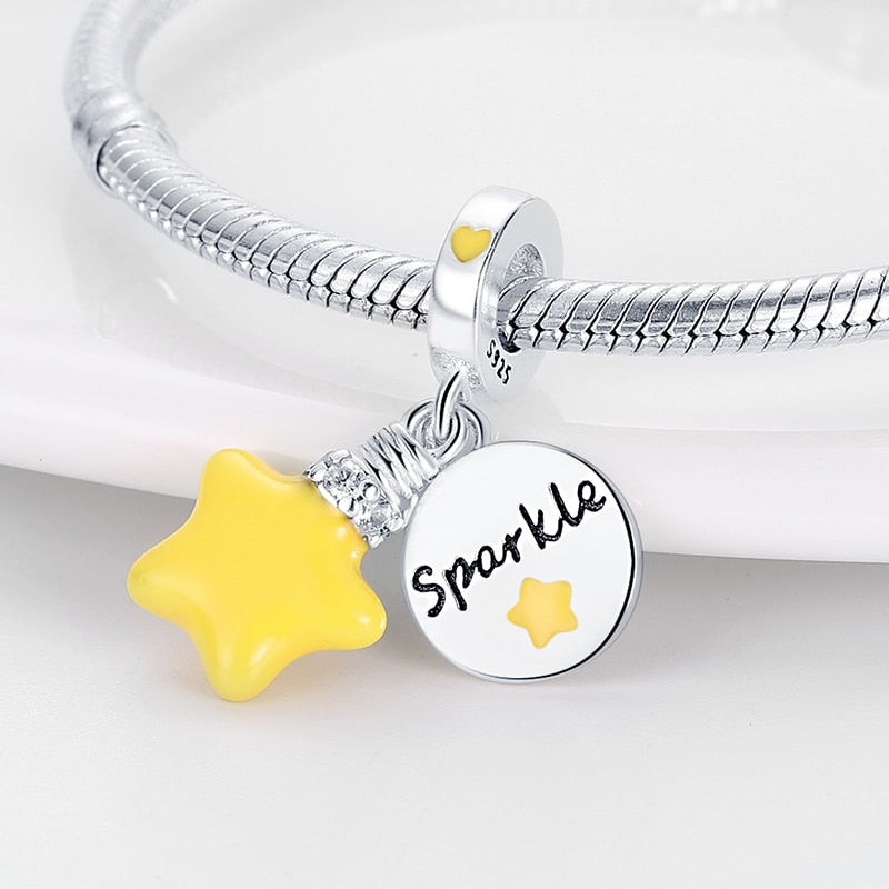 Yellow Star Luminous Charm Beads (Glows in the dark) - Charmadise