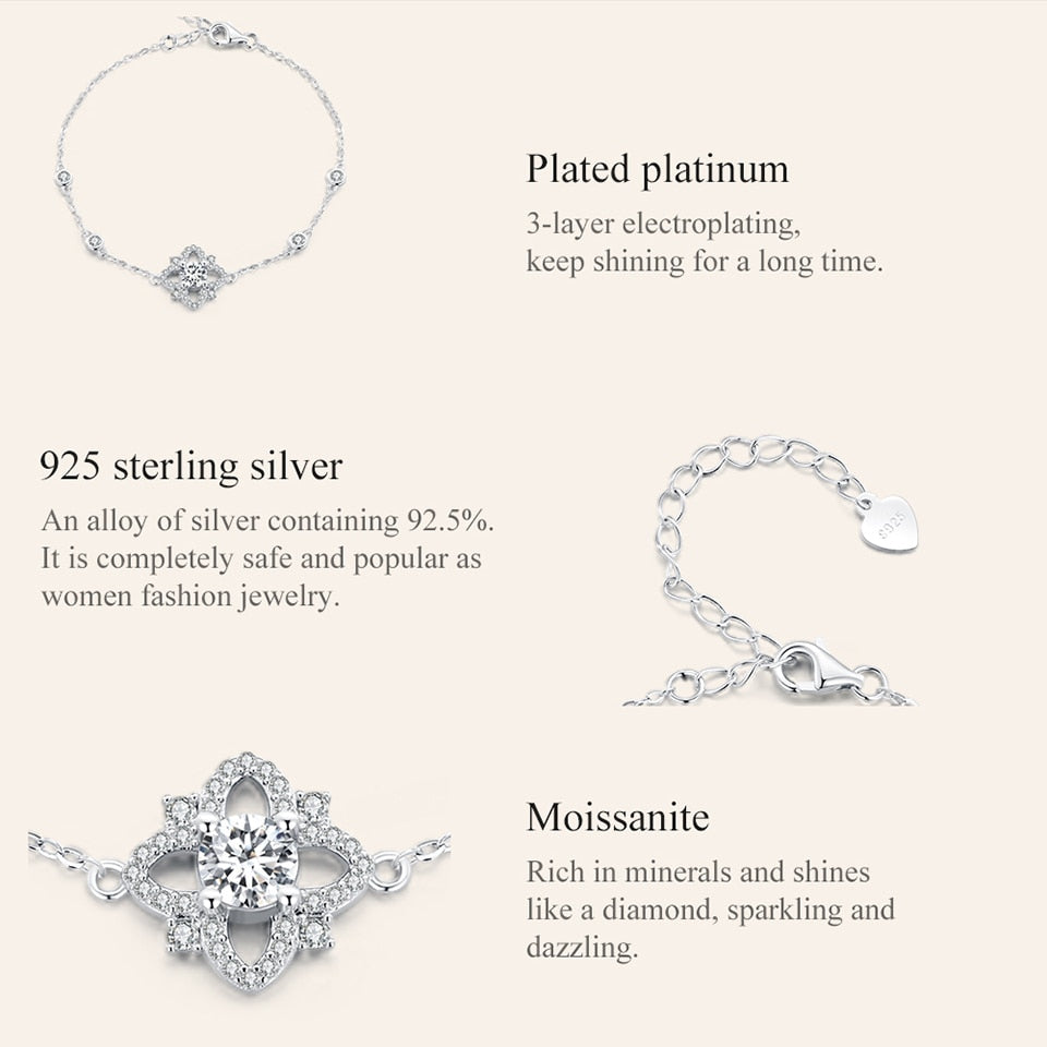 Moissanite with 925 Sterling Silver Bracelet (D Color VVS1 EX 0.5CT ) - Charmadise