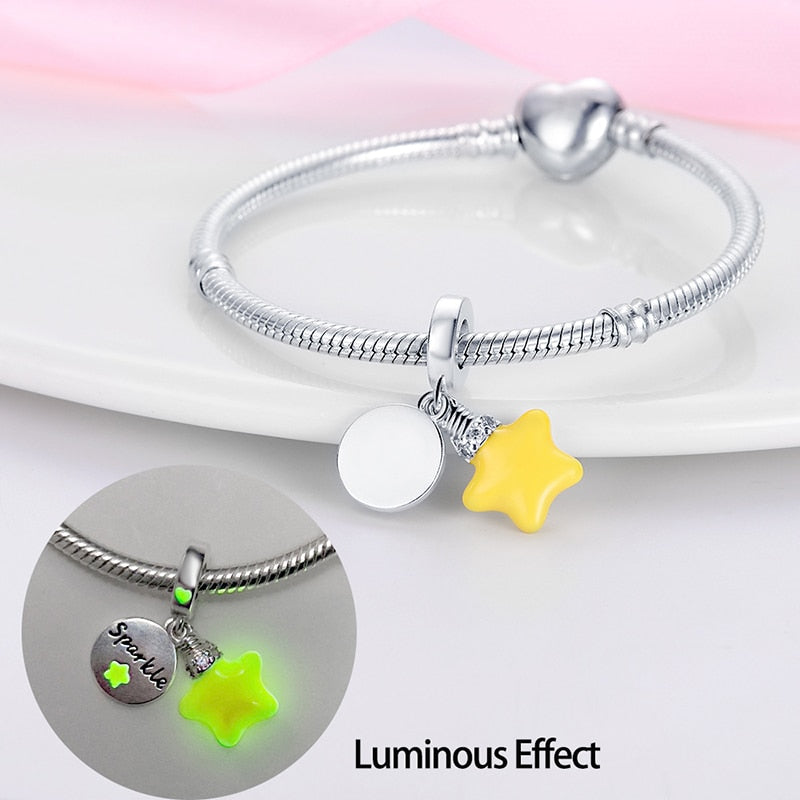 Yellow Star Luminous Charm Beads (Glows in the dark) - Charmadise