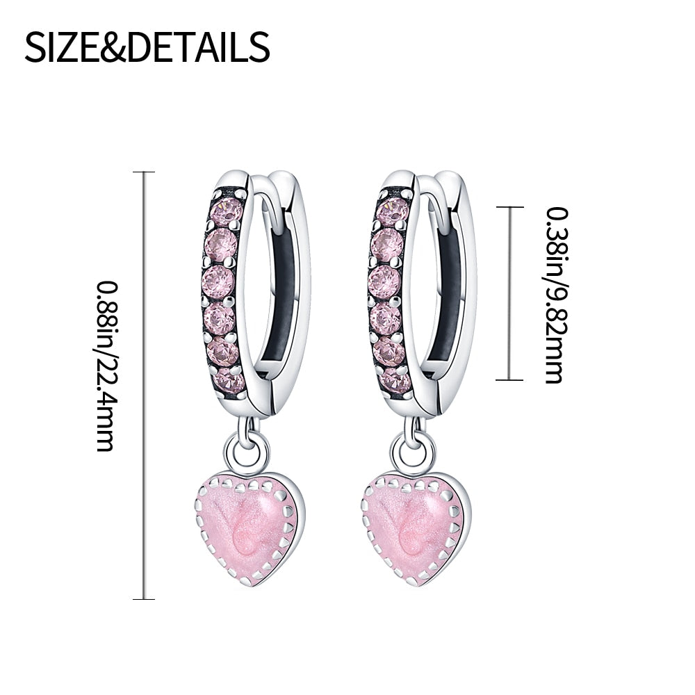 Pink Romantic Heart Pendant Earrings - Charmadise