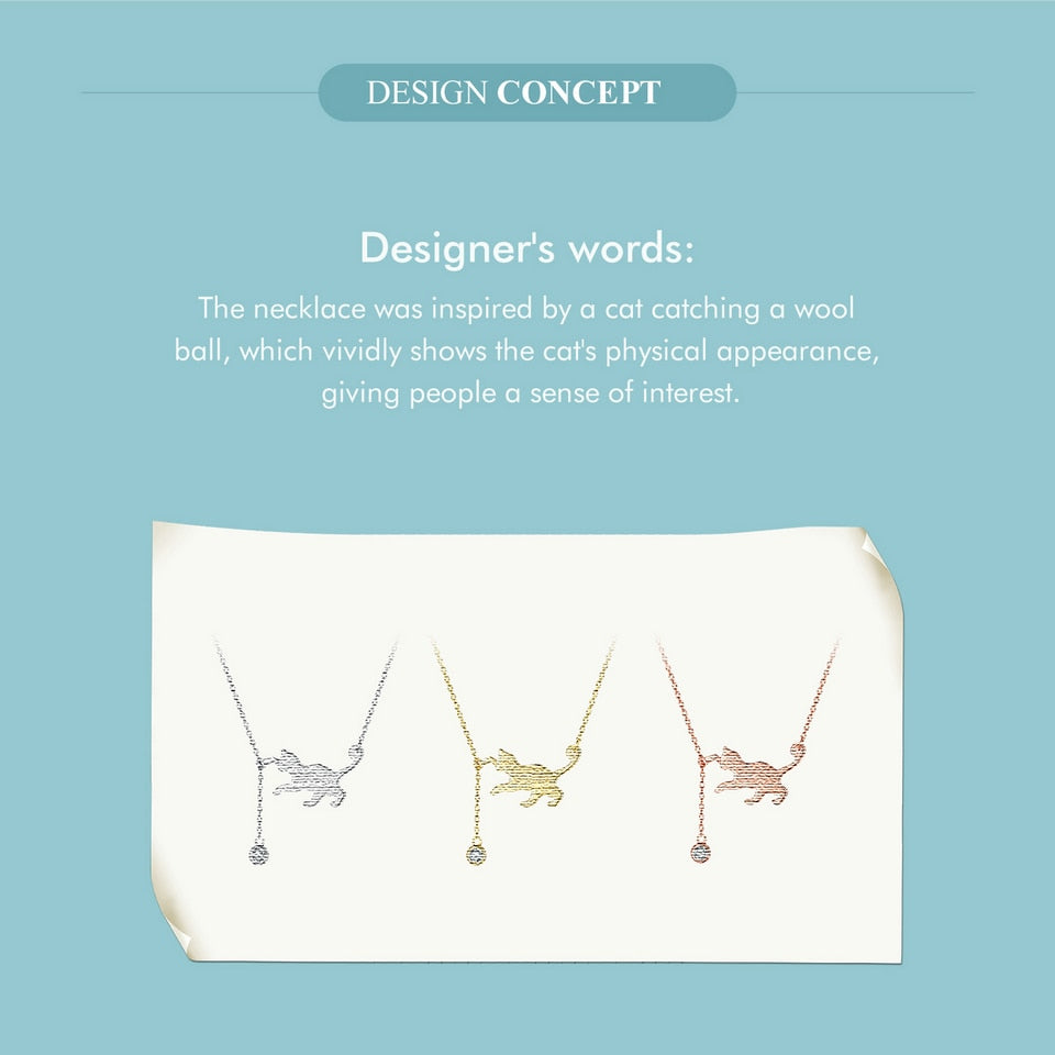 Cute Silver Cat Pendant Collarbone Necklace - Charmadise
