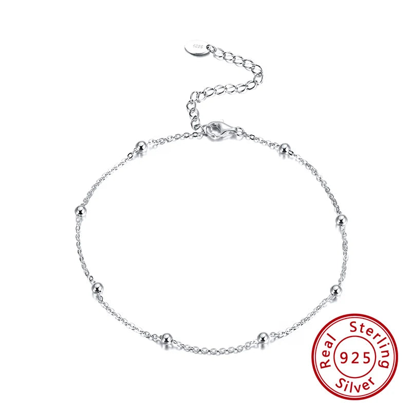 Silver Bead Chain Anklets