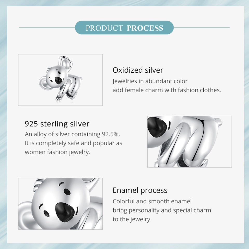 Silver Koala Charm Beads