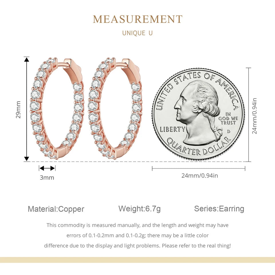 Fully Inlaid Luxury Big Halo Hoop Earrings with Crystals