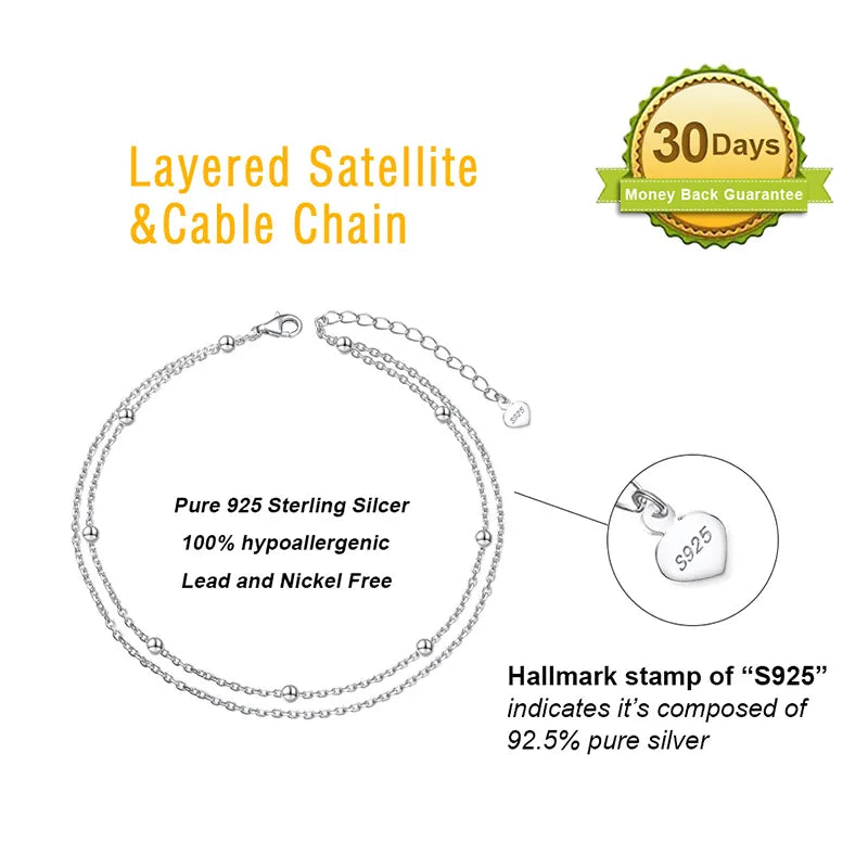 Layered Satellite & Cable Chain Anklets