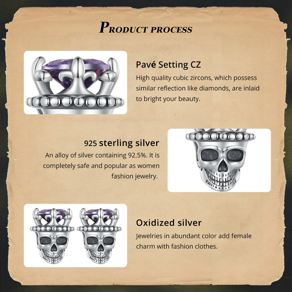 Retro King of Skull Stud Earrings Skeleton Earrings