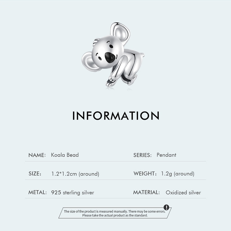 Silver Koala Charm Beads