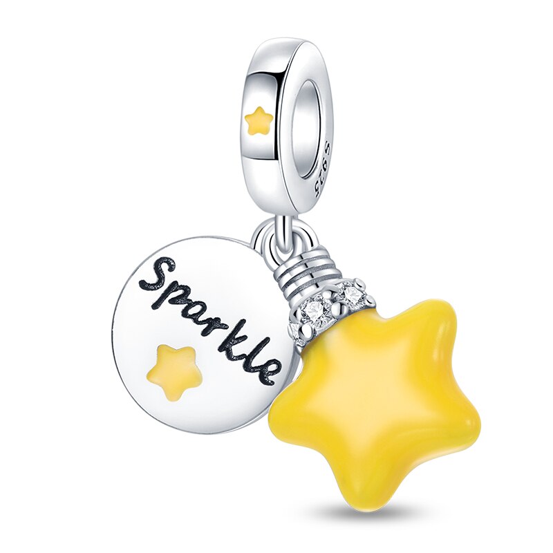 Yellow Star Luminous Charm Beads (Glows in the dark) - Charmadise