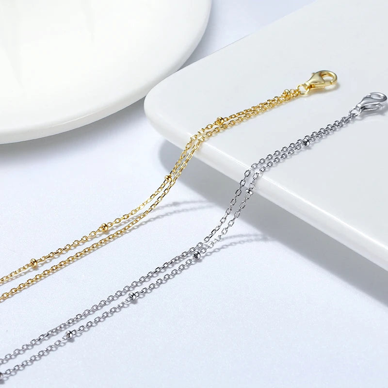 Layered Satellite & Cable Chain Anklets