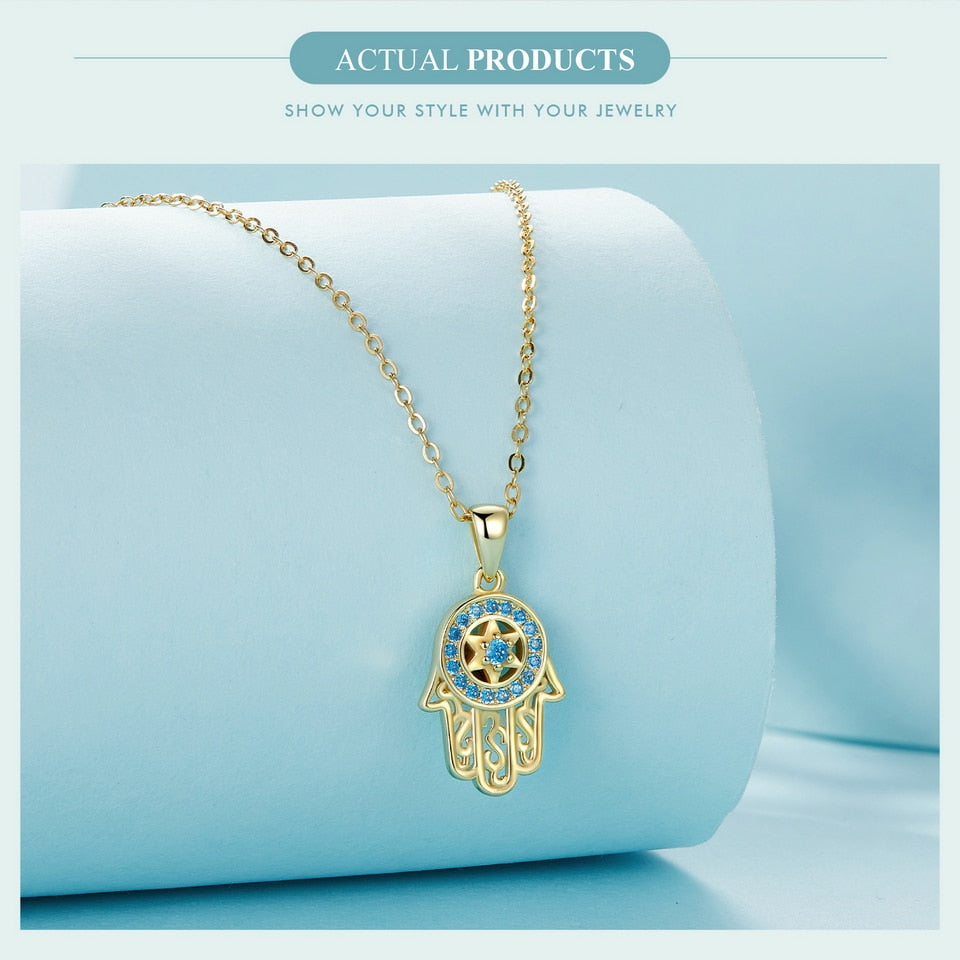 Fatima's Guarding Hand Lucky Pendant Necklaces (Plated Gold, Sterling Silver)