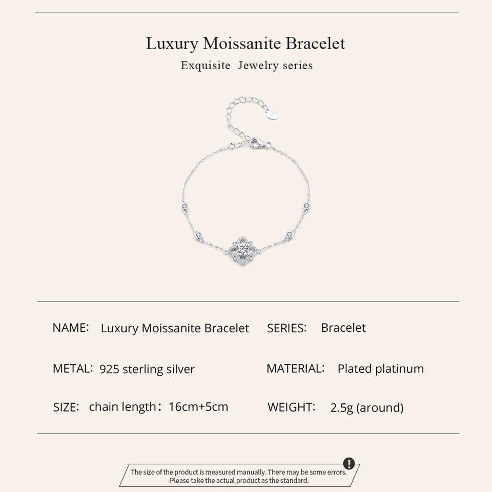 Moissanite with 925 Sterling Silver Bracelet (D Color VVS1 EX 0.5CT ) - Charmadise