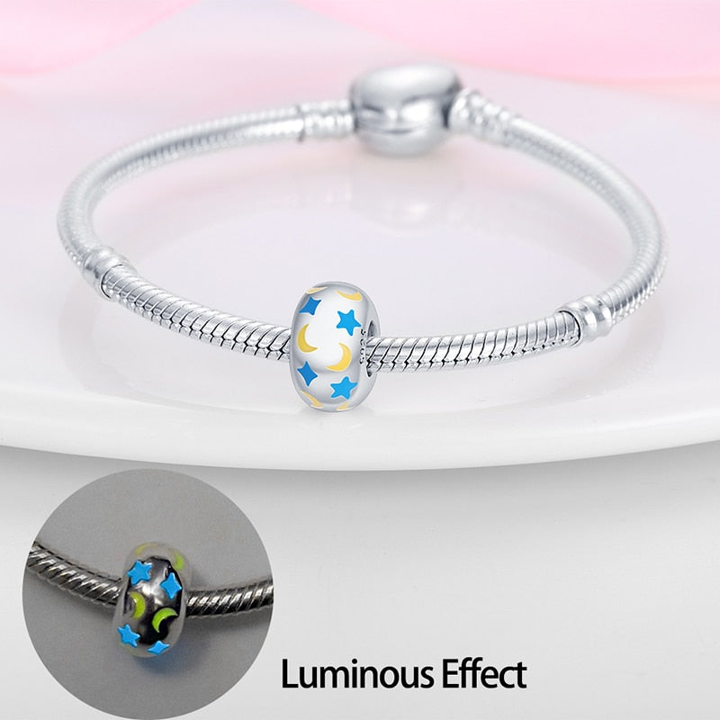 Stars & Moon Round Luminous Beads (Glows in the dark) - Charmadise