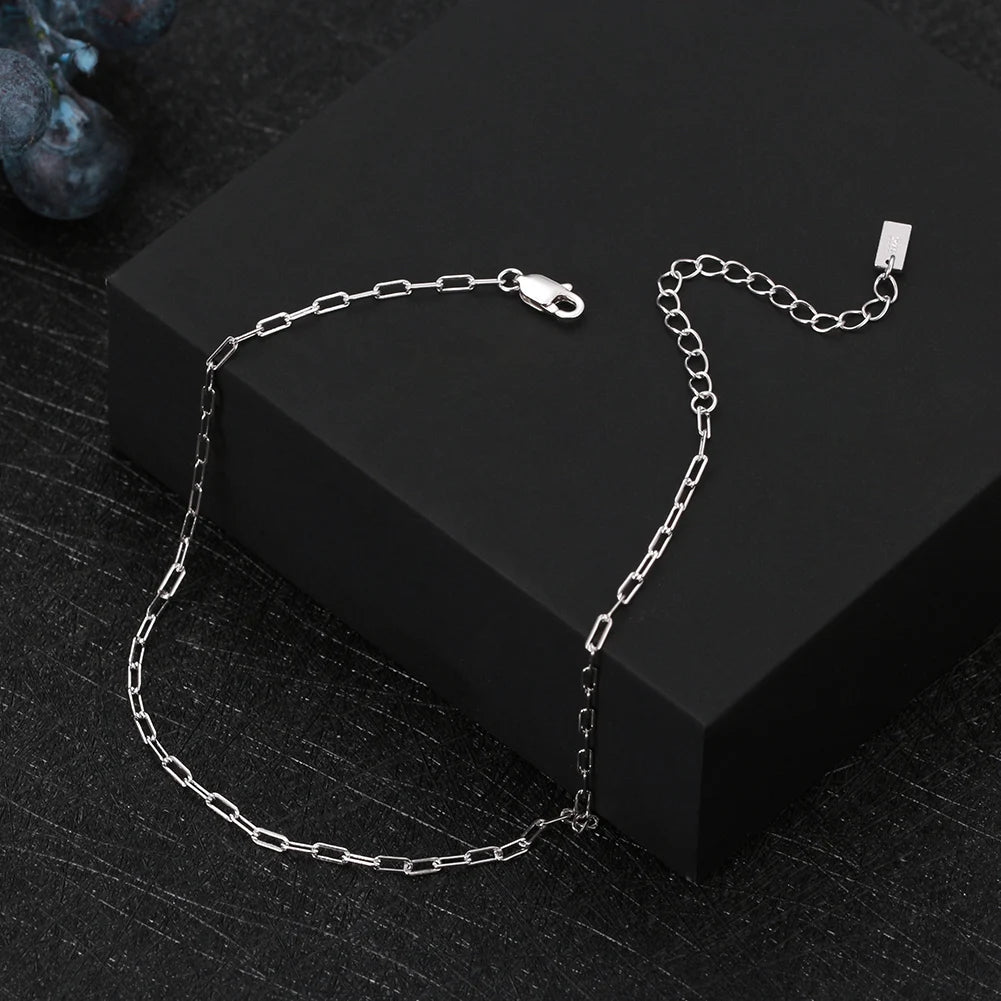 Silver Paperclip Chain Anklets