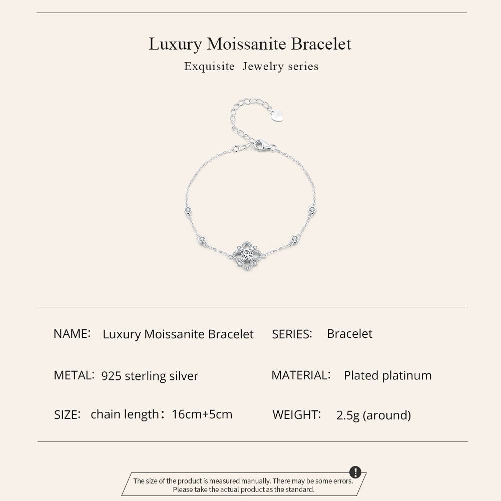 Moissanite with 925 Sterling Silver Bracelet (D Color VVS1 EX 0.5CT ) - Charmadise