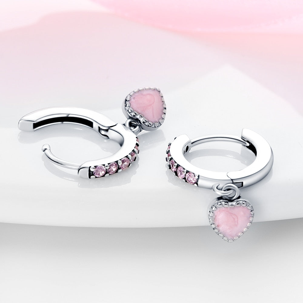 Pink Romantic Heart Pendant Earrings - Charmadise
