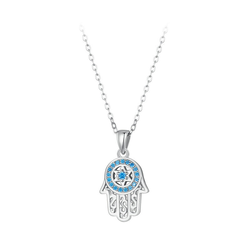 Fatima's Guarding Hand Lucky Pendant Necklaces (Plated Platinum, Sterling Silver)
