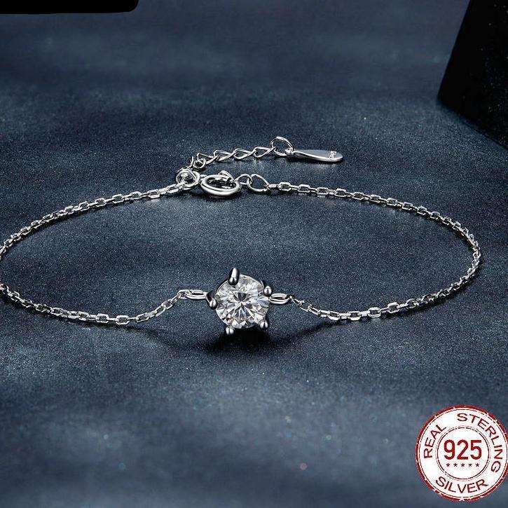Moissanite Bracelet with 925 Sterling Silver Chain (0.6CT | 1CT) - Charmadise