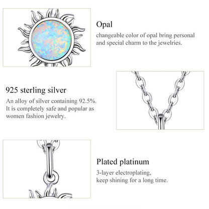White Opal Sun Pendant with Apollo Chain Necklaces - Charmadise