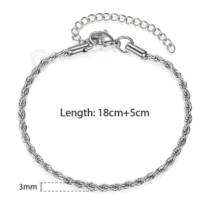 Stainless Steel Twisted Rope Chain Bracelets (Gold | Silver)