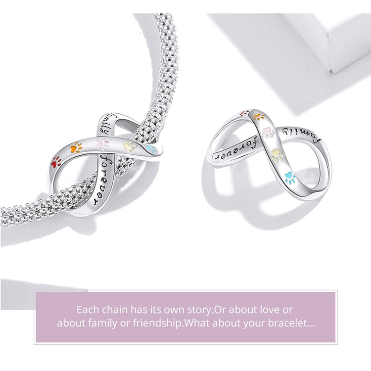 Family Forever Rainbow Paws Infinite Love Charm