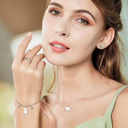 Cute Silver Cat Pendant Collarbone Necklace - Charmadise