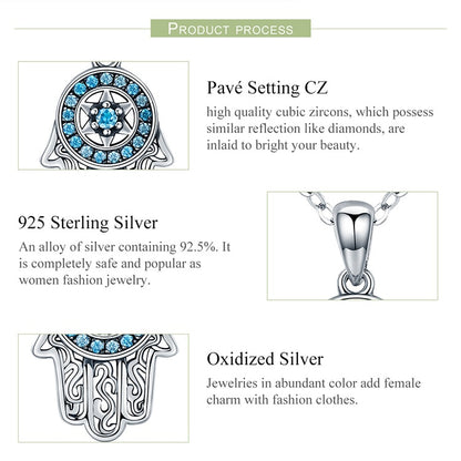 Fatima's Guarding Hand Lucky Pendant Necklaces (Plated Platinum, Sterling Silver)