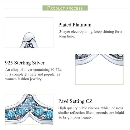 Blue Zircon Mermaid Fishtail Stud Earrings - Charmadise
