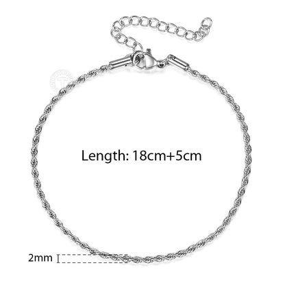 Stainless Steel Twisted Rope Chain Bracelets (Gold | Silver)
