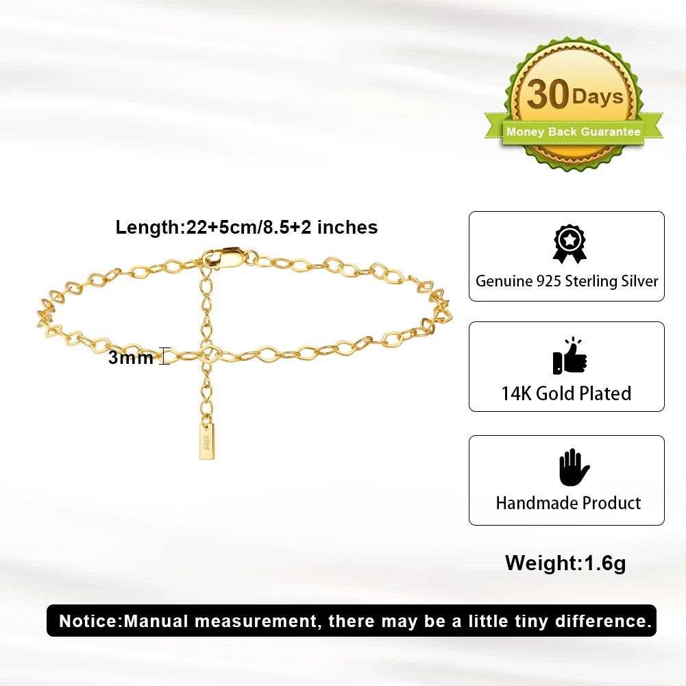 Rhombus 14k Gold Chain Anklets