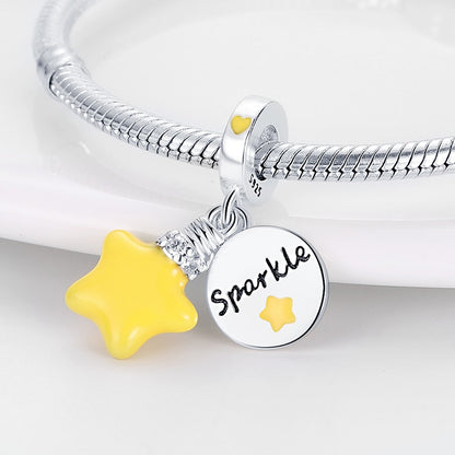 Yellow Star Luminous Charm Beads (Glows in the dark) - Charmadise