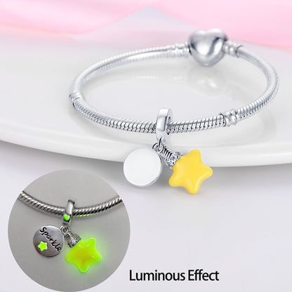 Yellow Star Luminous Charm Beads (Glows in the dark) - Charmadise