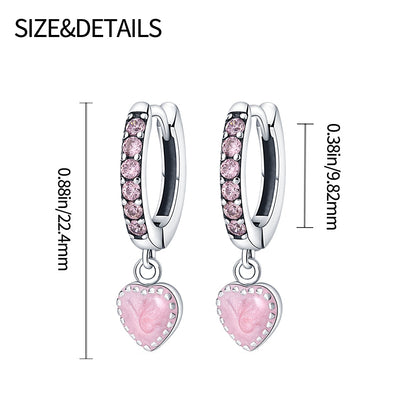 Pink Romantic Heart Pendant Earrings - Charmadise