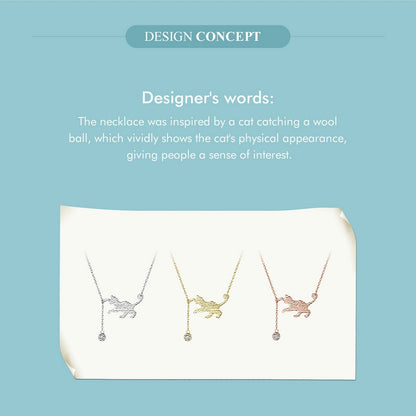 Cute Silver Cat Pendant Collarbone Necklace - Charmadise