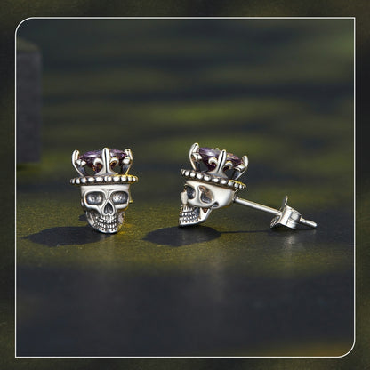Retro King of Skull Stud Earrings Skeleton Earrings