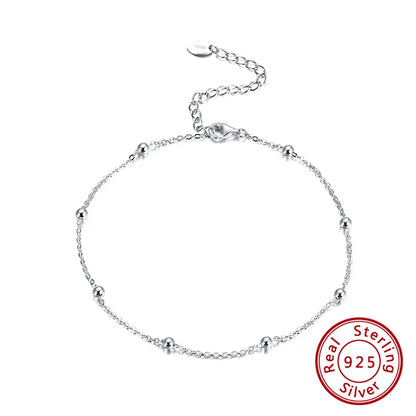 Silver Bead Chain Anklets