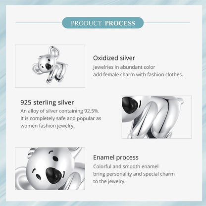 Silver Koala Charm Beads