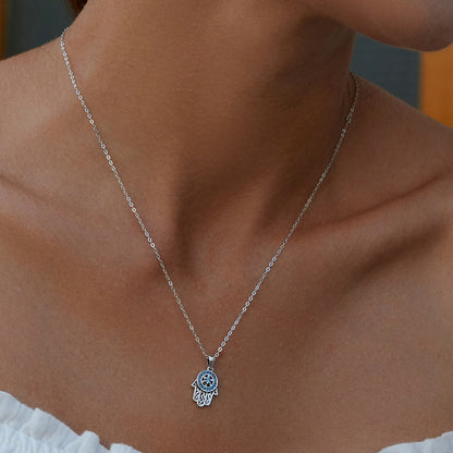 Fatima's Guarding Hand Lucky Pendant Necklaces (Plated Platinum, Sterling Silver)