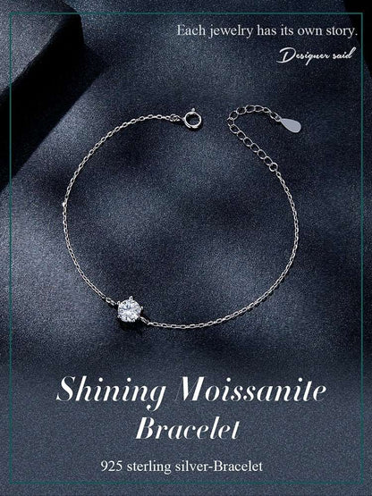 Moissanite Bracelet with 925 Sterling Silver Chain (0.6CT | 1CT) - Charmadise